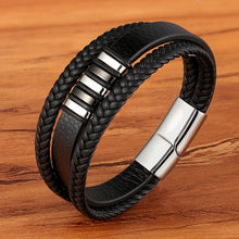Load image into Gallery viewer, Leather Magnetic Black Bracelet