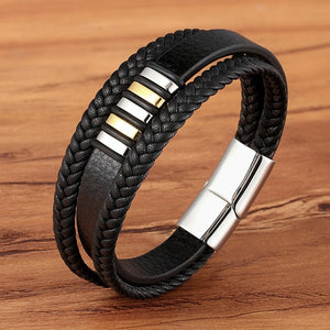 Leather Magnetic Black Bracelet