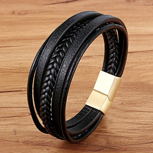 Leather Magnetic Black Bracelet