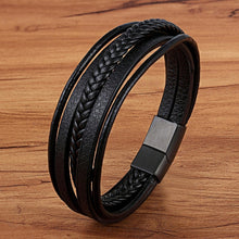 Load image into Gallery viewer, Leather Magnetic Black Bracelet