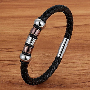 Leather Magnetic Black Bracelet