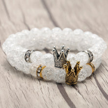 Load image into Gallery viewer, Glass Bead Gold Crown Bracelet