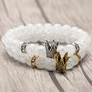 Glass Bead Gold Crown Bracelet