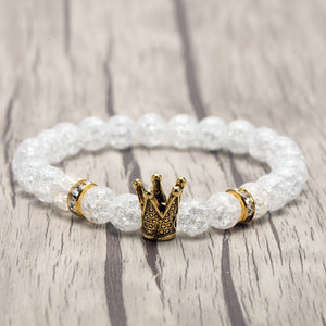 Glass Bead Gold Crown Bracelet