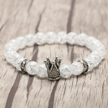 Load image into Gallery viewer, Glass Bead Gold Crown Bracelet