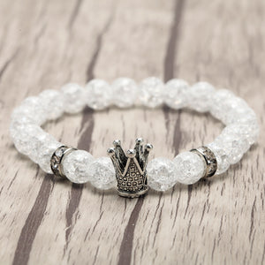 Glass Bead Gold Crown Bracelet