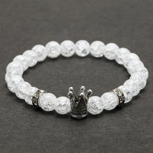 Load image into Gallery viewer, Glass Bead Gold Crown Bracelet