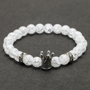 Glass Bead Gold Crown Bracelet