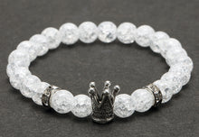 Load image into Gallery viewer, Glass Bead Gold Crown Bracelet