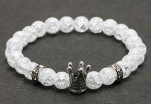 Glass Bead Gold Crown Bracelet