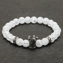 Load image into Gallery viewer, Glass Bead Gold Crown Bracelet