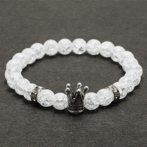 Glass Bead Gold Crown Bracelet