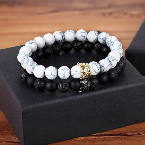 Classic Interlocking Stone with Crown Bracelet