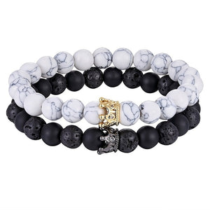 Classic Interlocking Stone with Crown Bracelet