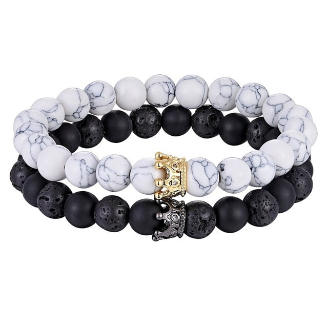 Classic Interlocking Stone with Crown Bracelet